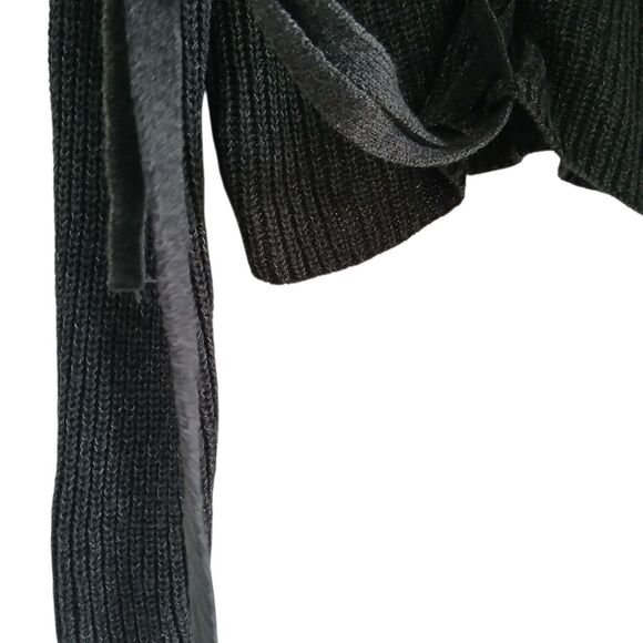 Forever 21 Women's Crop Top Lace-Up Back Sweater Black/Grey Knit Long Sleeves SM - Picture 5 of 10